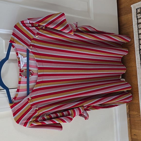 LIZ CLAIBORNE WOMEN'S PLUS SIZE RED STRIPED SHORT SLEEVES SUMMER TOP SIZE 3X - Picture 15 of 16